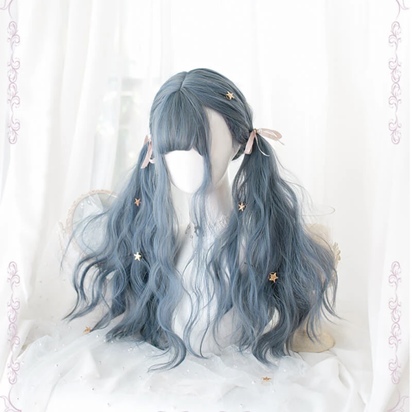 Blue Grey Harajuku Lolita Wavy Wig AD11606