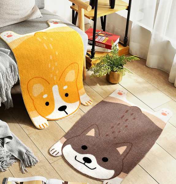 Brown/Yellow Cute Corgy Dog Carpet Mat AD210207