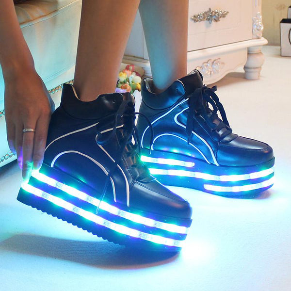 Hot sale! Fashion kawaii colorful led light up platform shoes AD0134