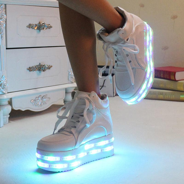 Hot sale! Fashion kawaii colorful led light up platform shoes AD0134