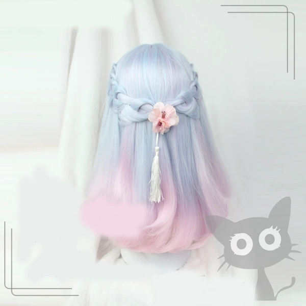Pastel Blue Pink Mixed Wig AD11151