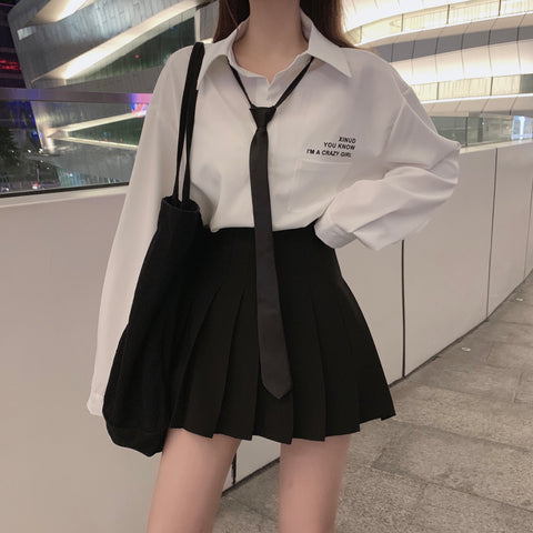 White Shirt + Pleated Skirt Two-Piece AD10800