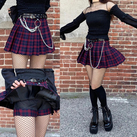 Kawaii Plaid Pleated Skirt AD11974
