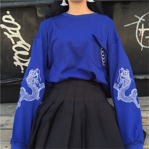 Dragon Long Sleeve Embroidery Sweatshirt AD10961
