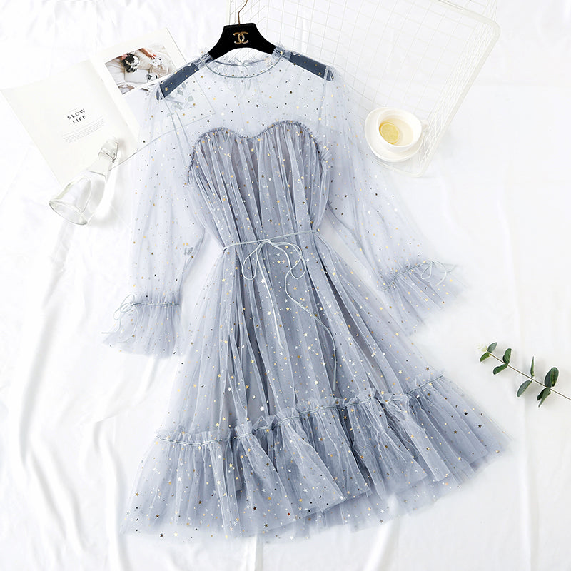 5 Colors Lace Tulle Dress AD10845