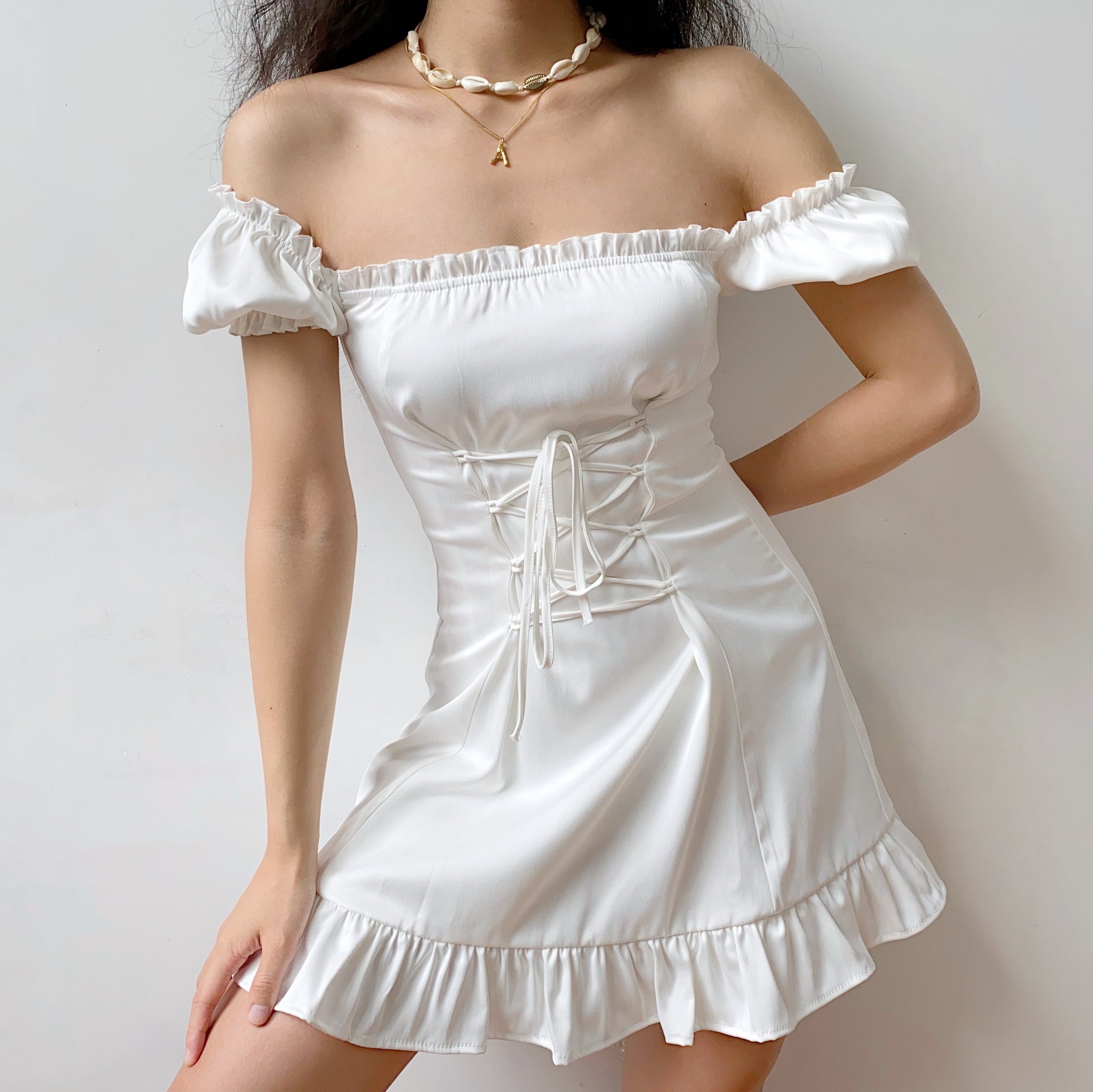 Off-shoulder Ruffled Dress AD11447