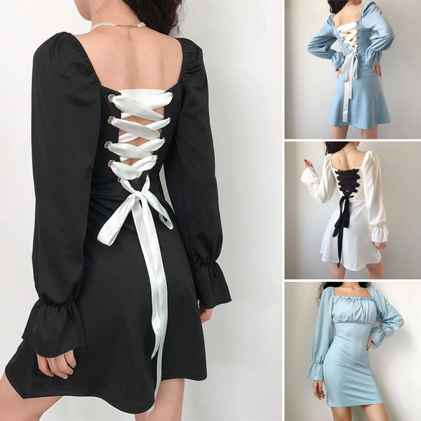 French Lace Up Dress AD10586