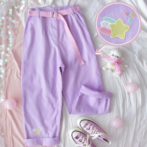 Embroidery Star Purple Trousers AD11014
