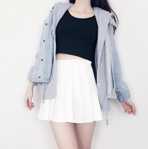 Students Denim Hooded Fleece Coat Two-piece AD0208