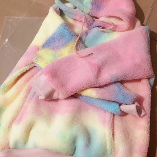 Warm Fur Rainbow Hoodie AD12806