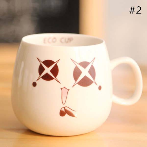 Cute Expression Milk Coffee Ceramic Cup AD10389