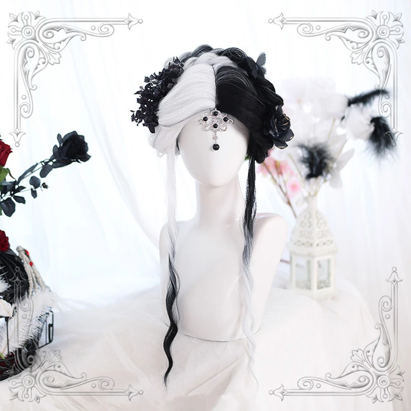Lolita Black And White Color Matching Wig AD11192