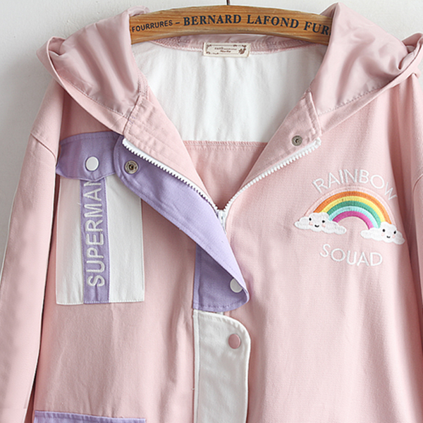 Rainbow Embroidery Hoodie Jacket AD12262