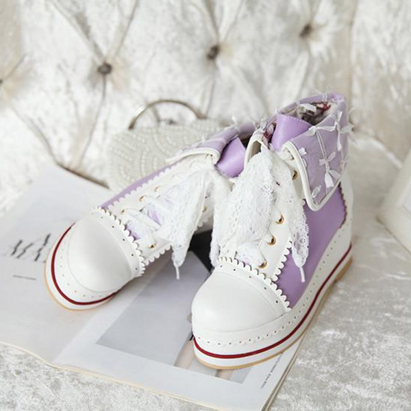 Lace Wedge Boots AD10890