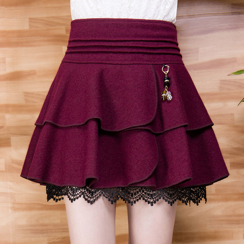 Sweet Black/Wine red Woolen Skirts AD10067