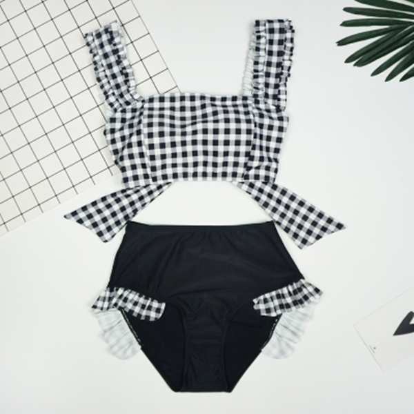 Cute Lattice Bow Swimsuit AD10072