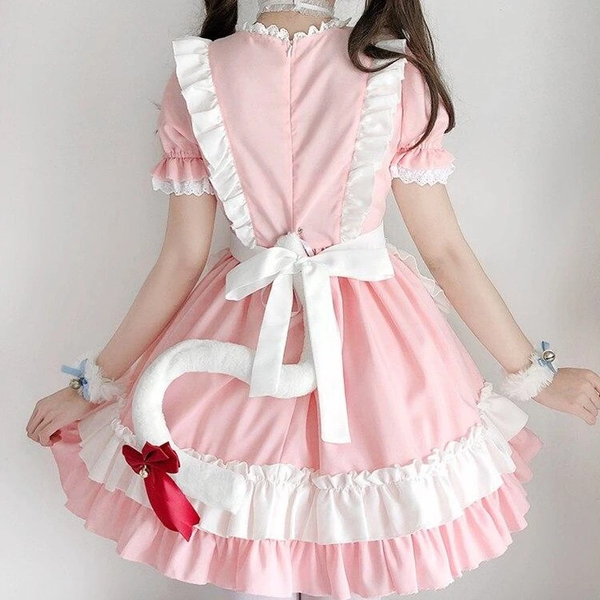 Pink Lolita Cat Maid Cosplay Dress AD210188