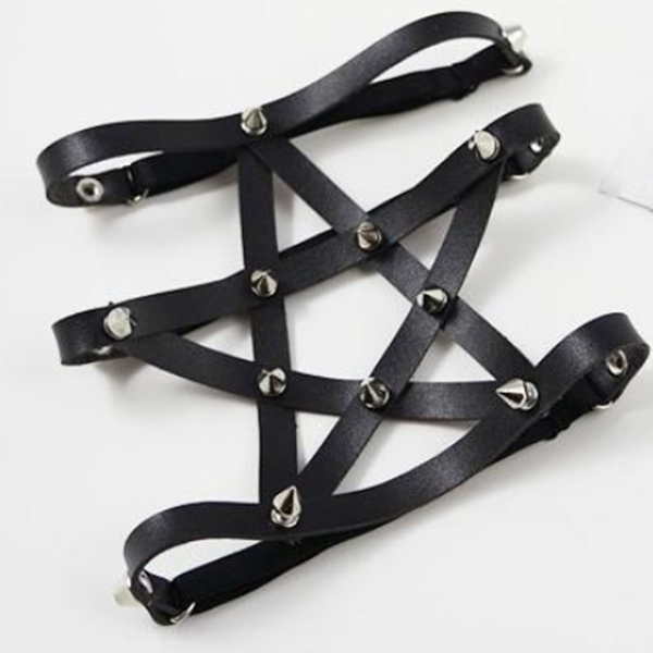 5 Colors Punk Pentagram Faux Leather Garter AD10266