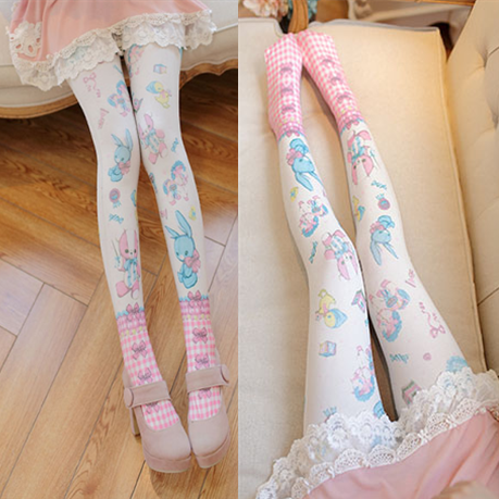 Lolita Bunny Printed Pantyhose AD10220