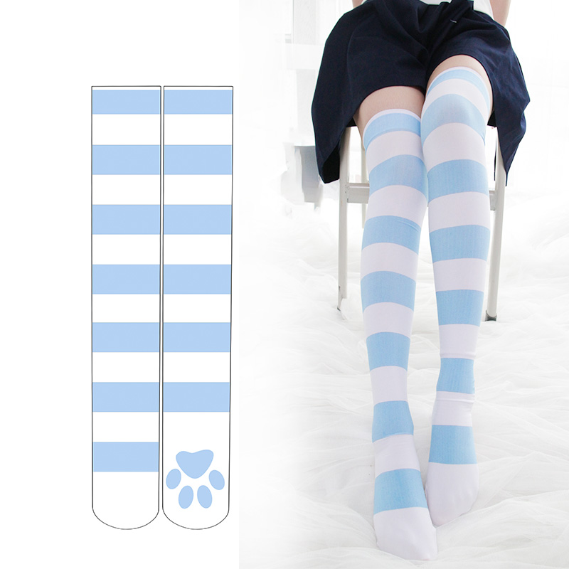 Cat's Paw Stripe Knee-high Socks AD10404