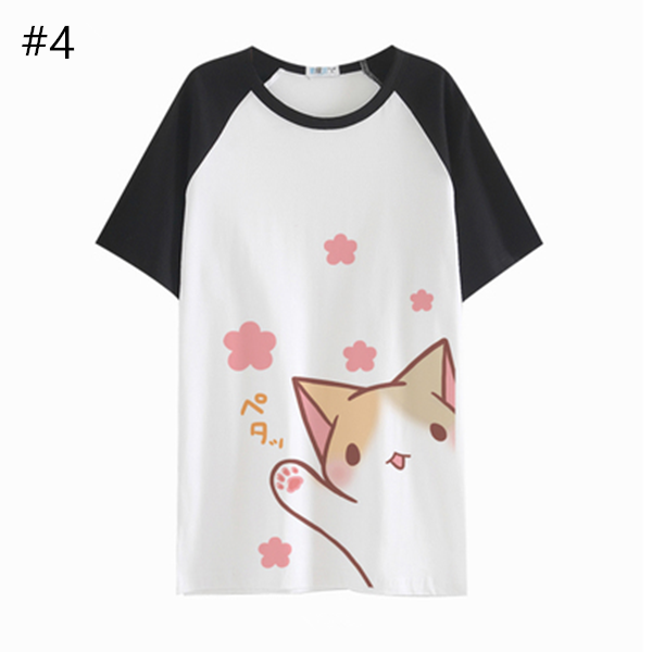 Cute Kawaii Cartoon Cat T-shirt AD10388