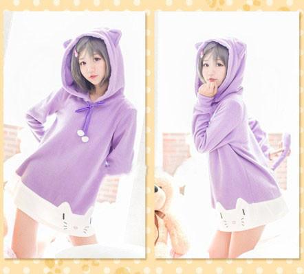Purple cat ear hoodie top