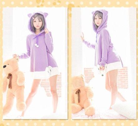 Neko Cat Ears Purple Hooded AD10168