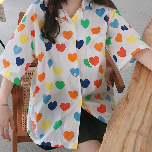 Kawaii Heart All Over Blouse AD12102