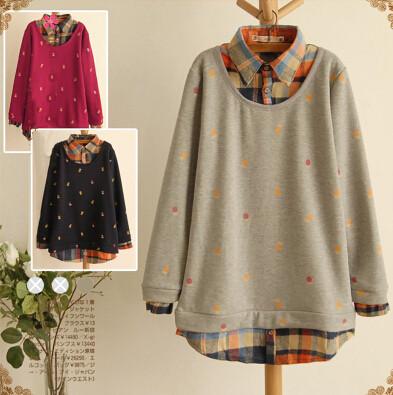 Navy False Two-piece Printed Fleece AD0319