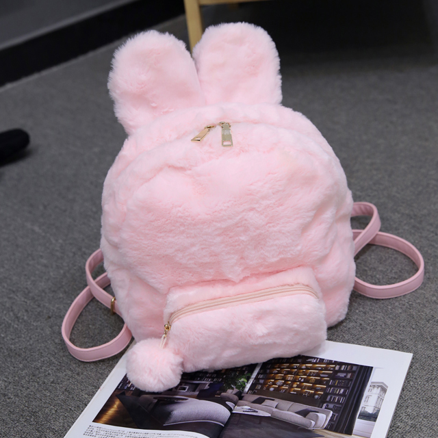 Pink/White Bunny Plush Backpack AD10341