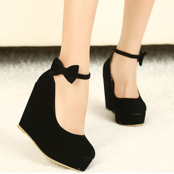Red/Black Bow Single Heels Shoes AD10239