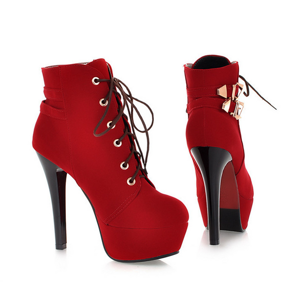 Black/Red/Brown Heels Boots AD11536