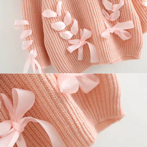 Sweet Lace-Up Ribbons Knitting Sweater AD10467
