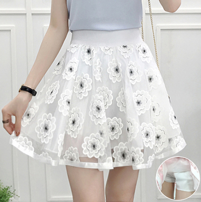 Flower Printing Net Yarn Skirts AD10022