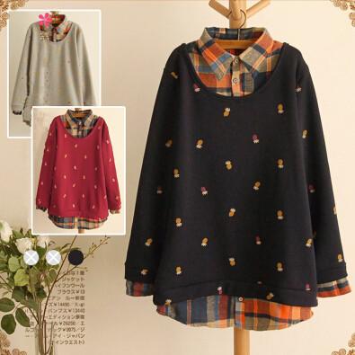 Navy False Two-piece Printed Fleece AD0319