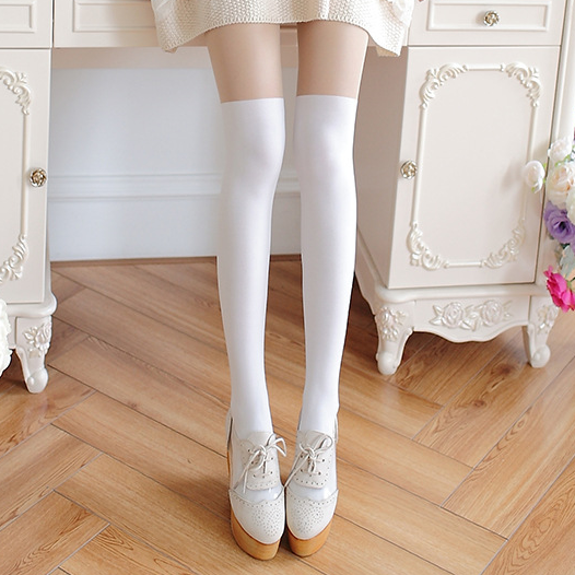 Japanese Fake Over-The-Knee Patchwork Stockings Pantyhose AD10207