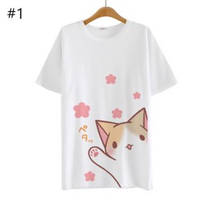 Cute Kawaii Cartoon Cat T-shirt AD10388