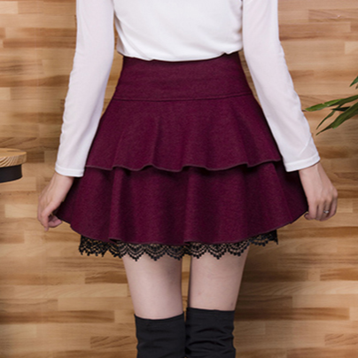 Sweet Black/Wine red Woolen Skirts AD10067