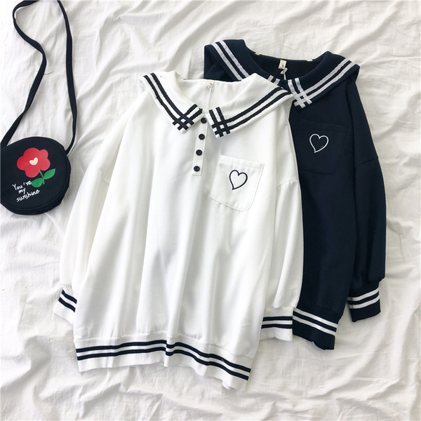 Navy Collar Sweatshirt AD10972