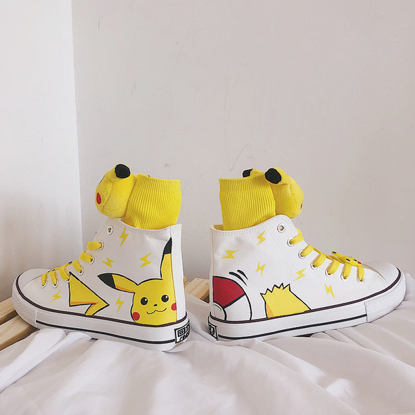 Yellow Pokemon Hand-painted Canvas Shoes AD10504