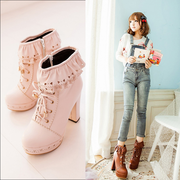 Japanese Falbala Heels Boots AD0016