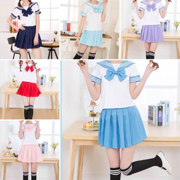 Sailor Short-Sleeved Bow School Uniforms Outfit AD10171