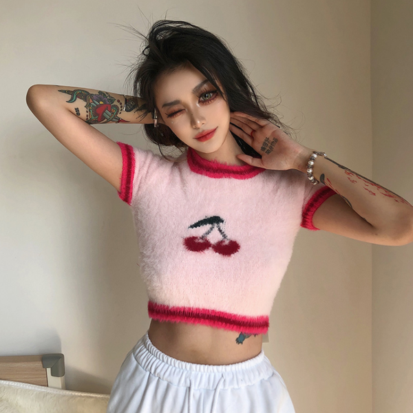 Plush Cherry Crop Top AD210172