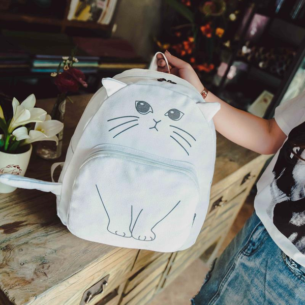 Cute Kawaii Cat Canvas Backpack AD0027