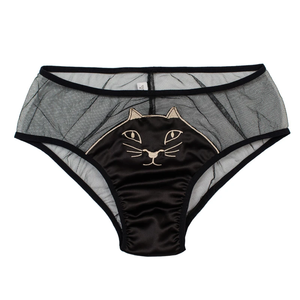Sexy Cat Embroidered Transparent Panties AD11130