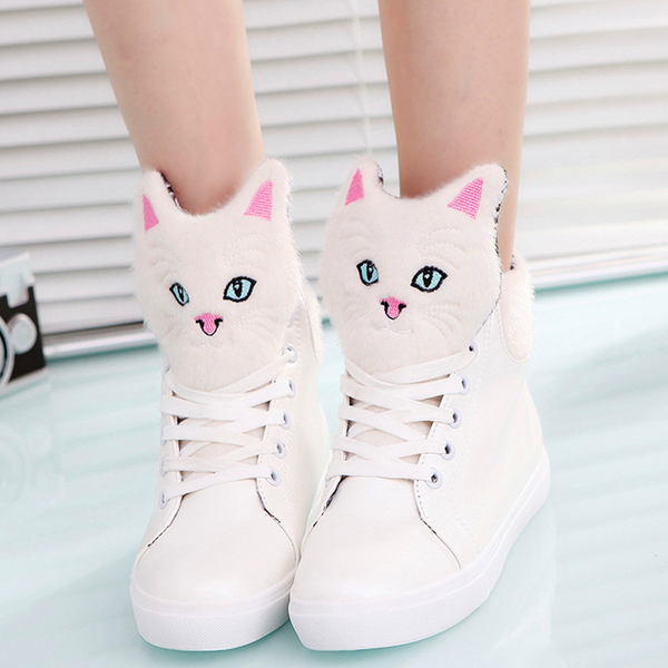 Black/White Kawaii Kitty High Sneakers AD11730