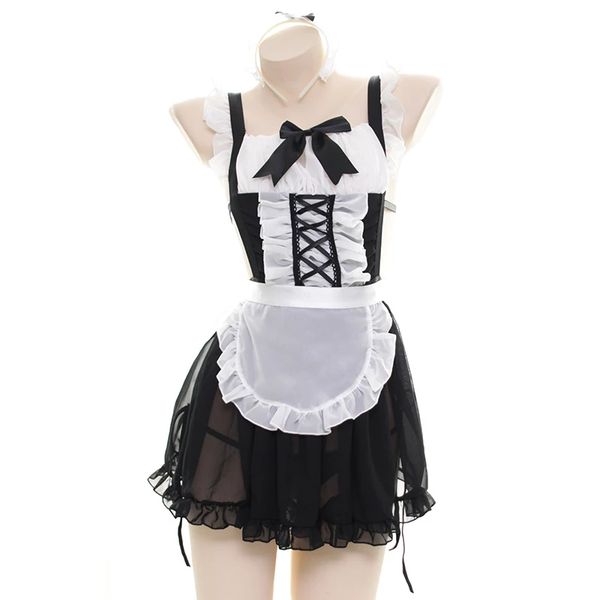 Bow Lace Maid Nightdress Set AD10530