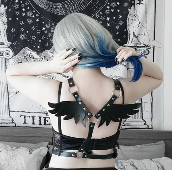 Gothic Punk Wings Harness Waist Shoulder Necklace AD10933
