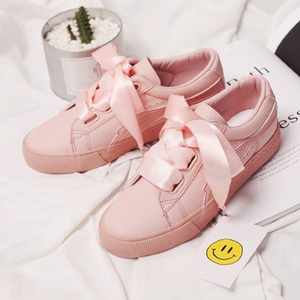 White/Pink Casual Ribbon Bow Sneakers AD11729