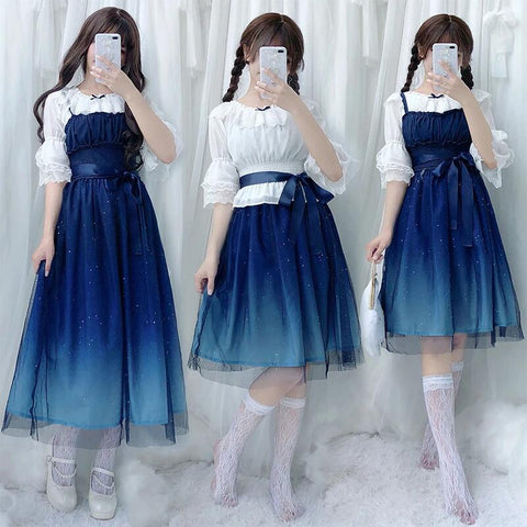 Blue Galaxy Gradient Dress AD0130